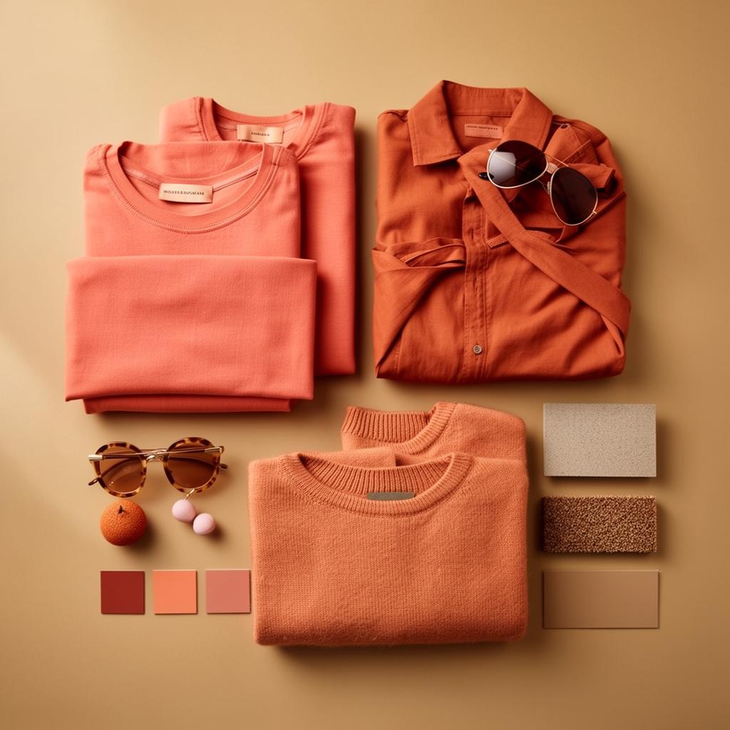 Trending products, colors, and materials flat-lay